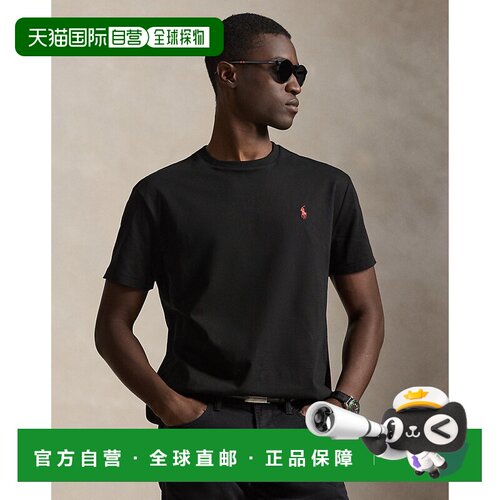 自营欧洲直邮Ralph Lauren拉夫劳伦 男士棉质黑色圆领短袖T恤