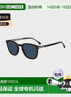 自营欧洲直邮Hugo Boss 男士黑色醋酸纤维logo标识太阳镜配饰