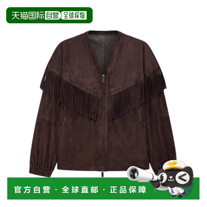 1h可退 Emporio Armani 流苏皮夹克 EM006051AF26385阿玛尼