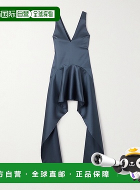 1h可退 香港直邮J.W. Anderson 女士 钢蓝色V领垂褶迷你连衣裙 DR