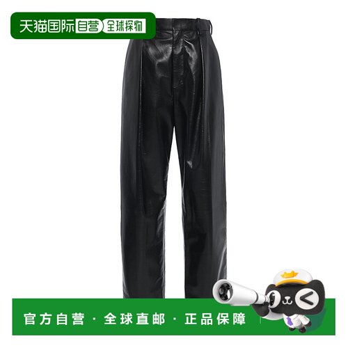 香港直邮Bottega Veneta 葆蝶家 女士 褶裥皮革直筒裤阔腿裤皮裤