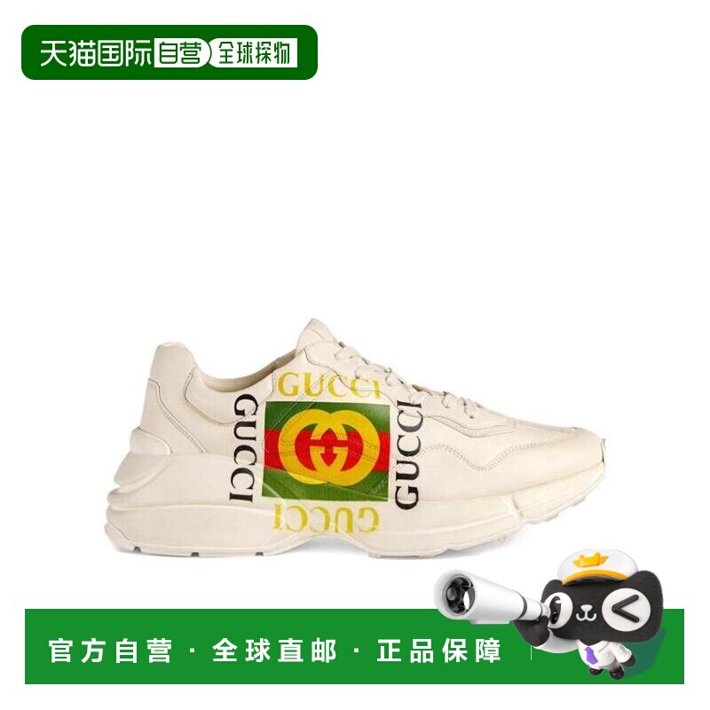 自营1h可退 Gucci Rhyton系列logo印花白色休闲运动鞋 500878DRW0