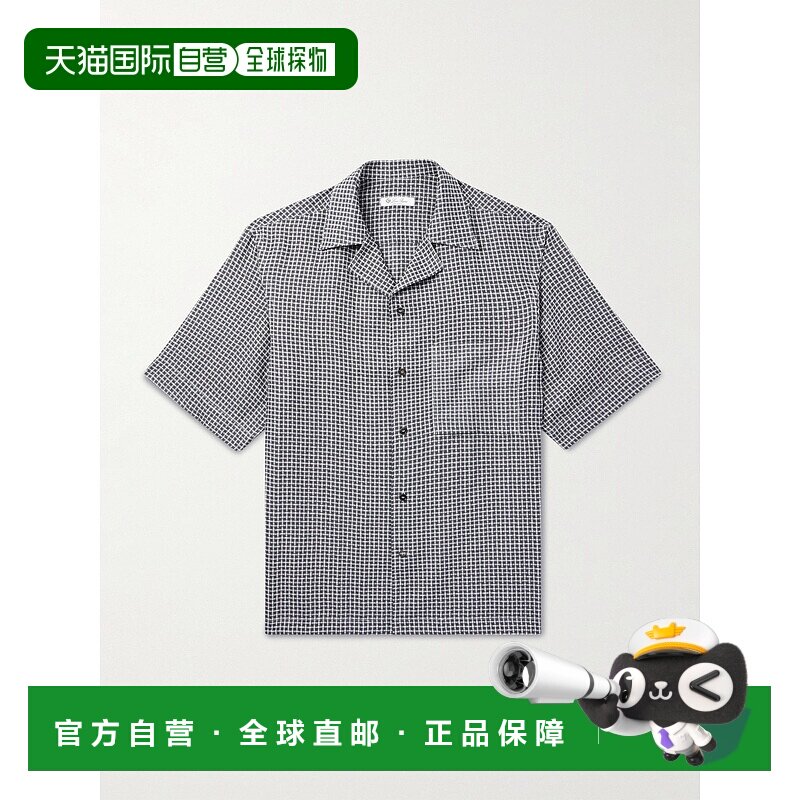 香港直邮Loro Piana 诺悠翩雅 男士 Federico Camp-Collar 格纹亚