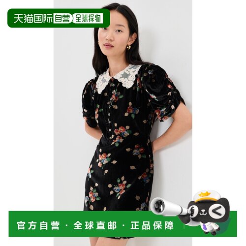 1h可退 美国直邮SEA 海洋 女士 Leda 天鹅绒迷你连衣裙 black黑色