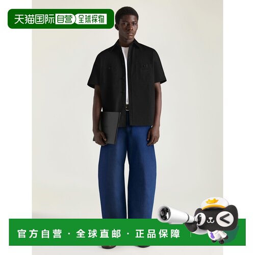 自营欧洲直邮Givenchy纪梵希 男士黑色棉质贴片短袖衬衫