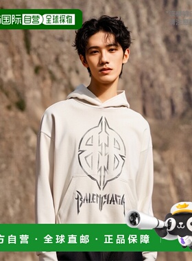 1h可退 香港直邮Balenciaga 巴黎世家 男士 灰白色 Metal BB Sten