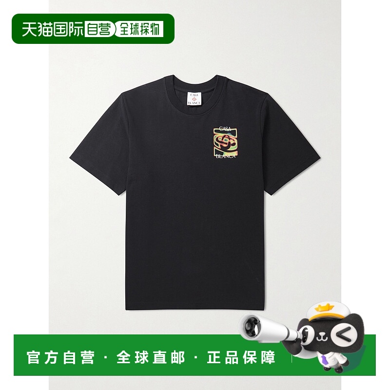 香港直邮Casablanca 男士 Heat Map 徽标印花有机棉针织T恤 MSP26