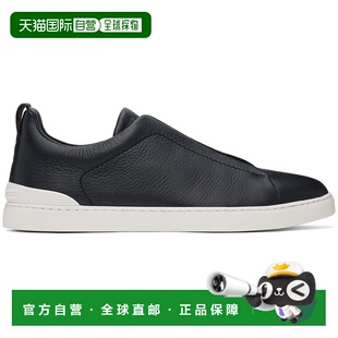 1h可退 香港直邮zegna 杰尼亚 男士 海军蓝 Deerskin Triple Stit