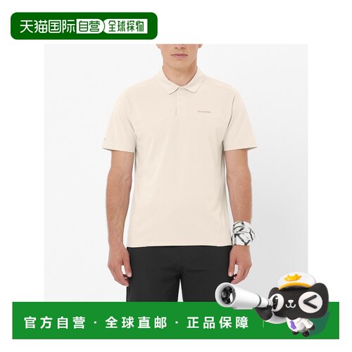 自营欧洲直邮Salomon萨洛蒙 TRACKLINE男士米色聚酯纤维短袖POLO
