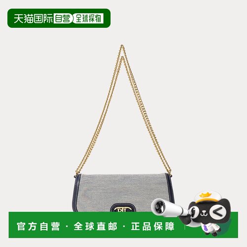 自营欧洲直邮Ralph Lauren拉夫劳伦 Rylan女士海军蓝帆布皮革肩背
