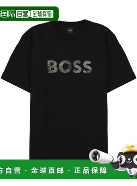 1h可退 香港直邮BOSS 波士 男士 黑色棉质T恤 505560091027656700