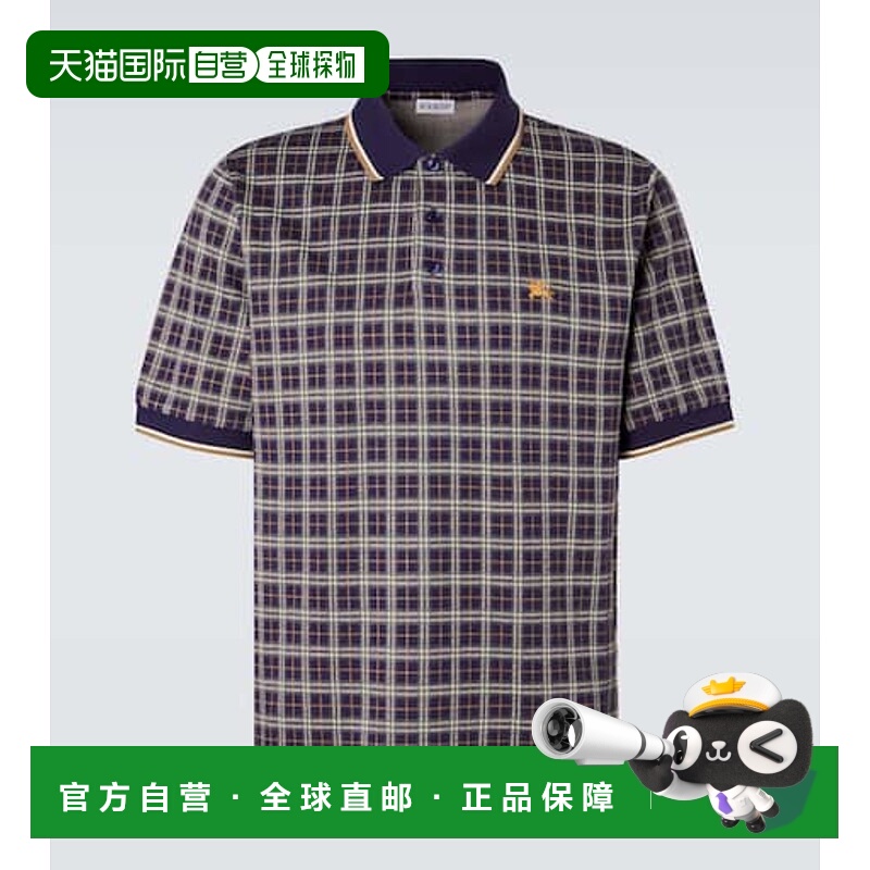 1h可退 香港直邮Burberry 巴宝莉 男士 格纹Polo衫 blue蓝色 舒适