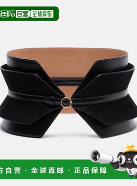 1h可退 香港直邮Alaia 女士 Bustier 皮革绒面革皮带 black黑色