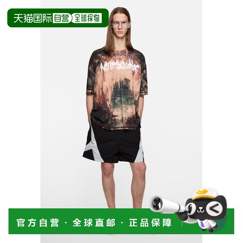 自营欧洲直邮Acne Studios 男士黑色/锈棕色棉质水钻徽标T恤短袖