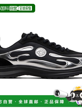 香港直邮Casablanca 男士 黑色 & 银色 Stade 运动鞋 AAW25SNK024