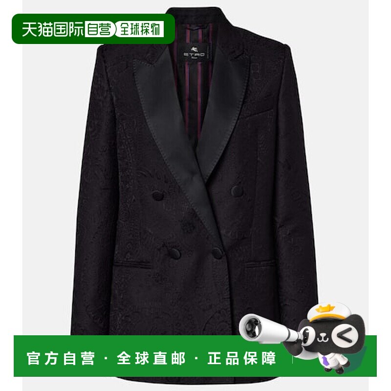 1h可退 香港直邮Etro 艾特罗 女士 双排扣西装外套 black黑色 舒