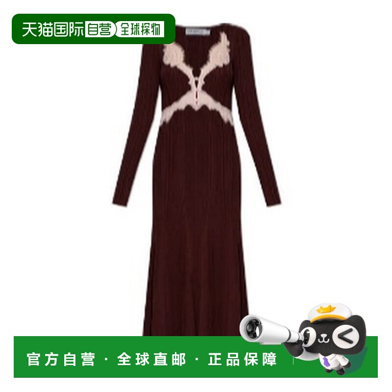 香港直邮Self-Portrait 撞色蕾丝针织中长连衣裙 女款 2026早春款