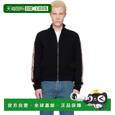 香港直邮Burberry 巴宝莉 男士 黑色 Check Trim Zip-Up 夹克 812
