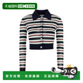 香港直邮Self Portrait 女士 1h可退 条纹水晶裁剪针织上衣 PF250
