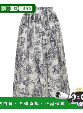 香港直邮Dior 图案半身裙 441J90A3877迪奥a字裙