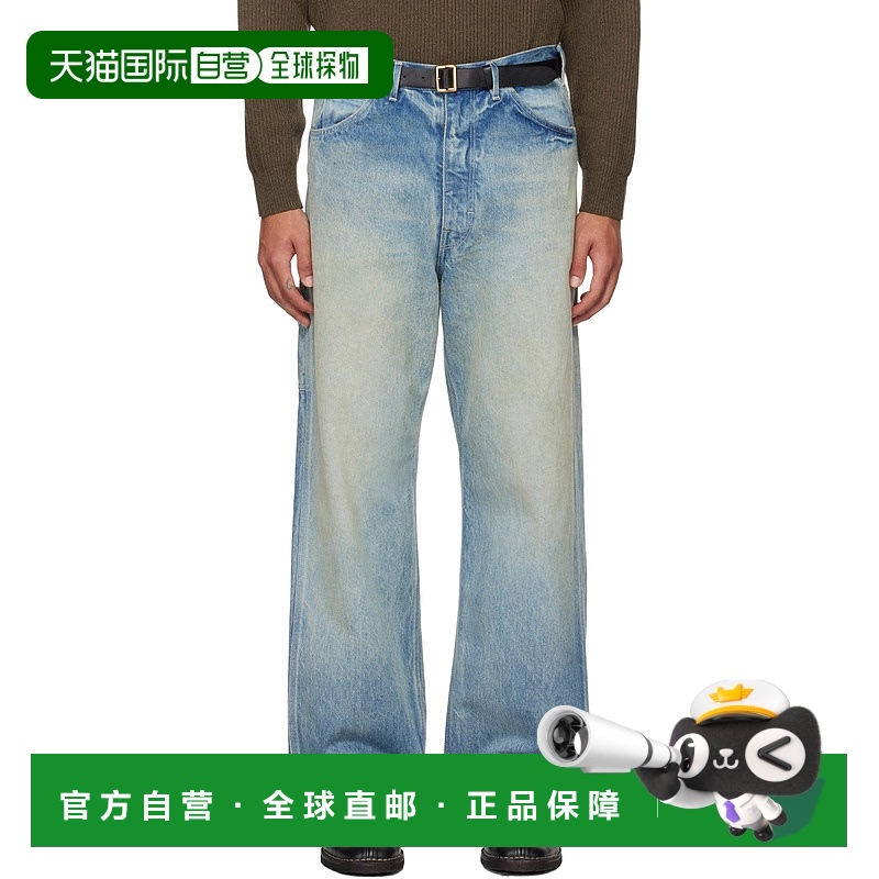 1h可退 香港直邮AURALEE 男士 蓝色 Selvedge Faded Heavy Painte