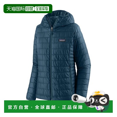 自营欧洲直邮PATAGONIA NANO PUFF女士藏蓝色再生聚酯连帽羽绒服