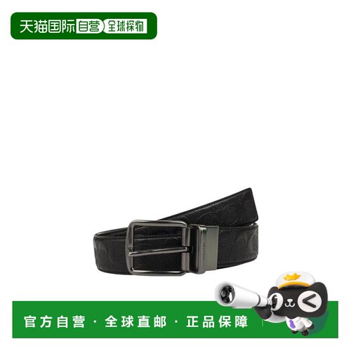 香港直邮COACH 男士腰带 F55157BLK SS2021 黑色 徽标腰带蔻驰