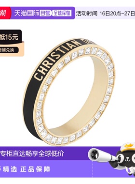自营1h可退 欧洲直邮DIOR/迪奥 女士金黑混色饰面金属嵌白色水晶