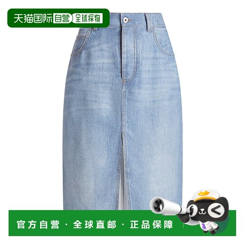 香港直邮Bottega Veneta 葆蝶家 女士 Denim-Printed 中长半身裙