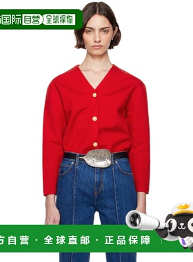 1h可退 香港直邮Bally 巴利 女士 红色 V 领开衫 WKN0B2WO302U3B9