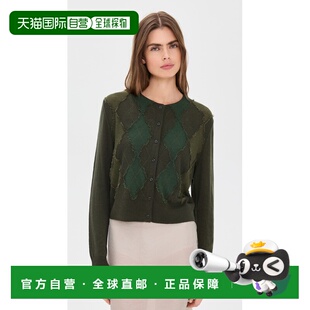 1h可退 香港直邮VINCE 女士 Hand 剪短菱形针织开衫  舒适时尚