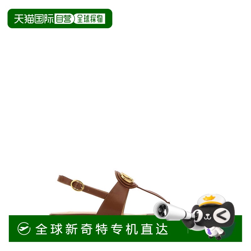 1h可退 香港直邮Valentino 华伦天奴 女士 VLOGO 棕色皮质人字拖
