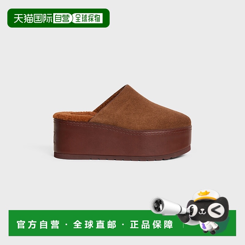 欧洲直邮Celine（2025 年产品）CELINE DANA 麂皮小牛皮坡跟穆勒