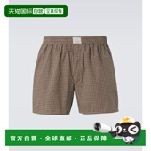 香港直邮Erl 舒适时尚 男士 brown棕色 格纹棉质四角裤 1h可退