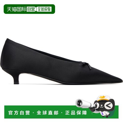 1h可退 香港直邮toteme 女士 TOTEME 黑色 Bow Satin Kitten 中跟