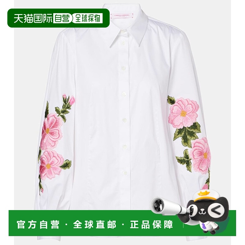 1h可退 香港直邮CAROLINA HERRERA 女士 花朵棉混纺衬衫