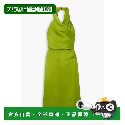 magda butrym 女士 露背垂褶真丝缎挂脖中长连衣裙 AW24DRESS09GR