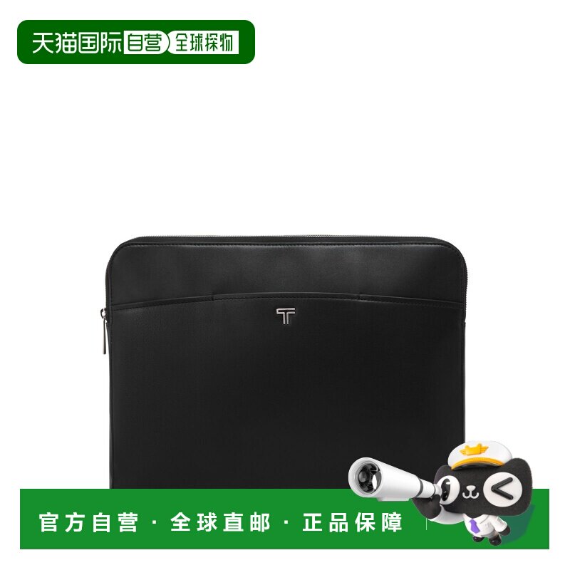 自营欧洲直邮Tumi途明 Belden男士黑色/枪灰色皮革拉链开合电脑包