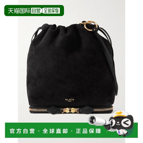 1h可退 香港直邮alaia 女士 Le Pochon 皮革饰边绒面革肩包 AA1L2