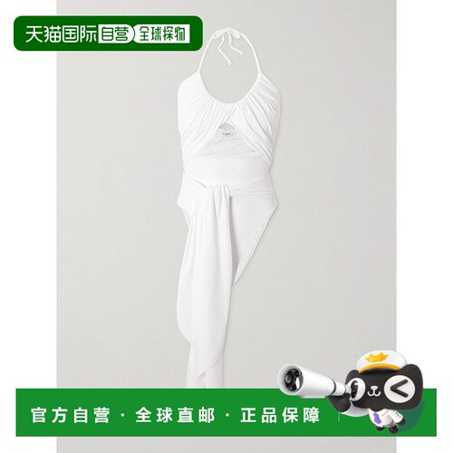 1h可退 香港直邮Alaia 女士 挂脖垂褶泳衣 AA9W0076J040B000BLANC
