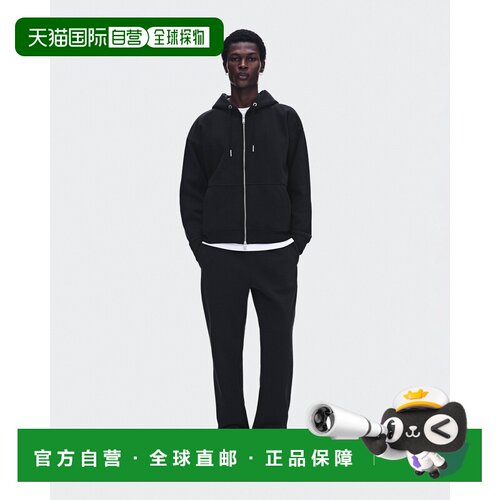 自营欧洲直邮On昂跑 Club Collective男士黑色棉质全拉链连帽卫衣