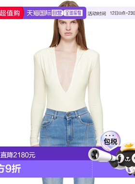 1h可退 香港直邮Mugler 穆勒 女士 灰白色 Hooded V-Neck 连体衣