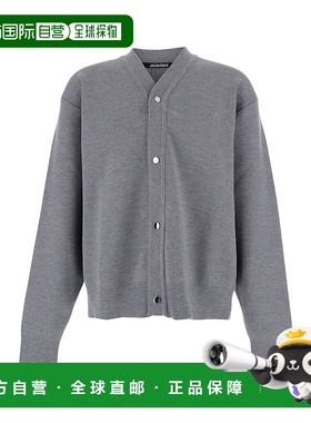 香港直邮Jacquemus 男士 灰色V领溜肩棉质针织开衫 CDM00292BK001