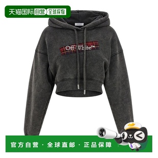 女士 灰色 连帽衫 香港直邮off Logo white Crop 1h可退 Bookish