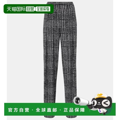 香港直邮NORMA KAMALI 诺玛 卡玛丽 女士 褶裥格子阔腿裤西装裤