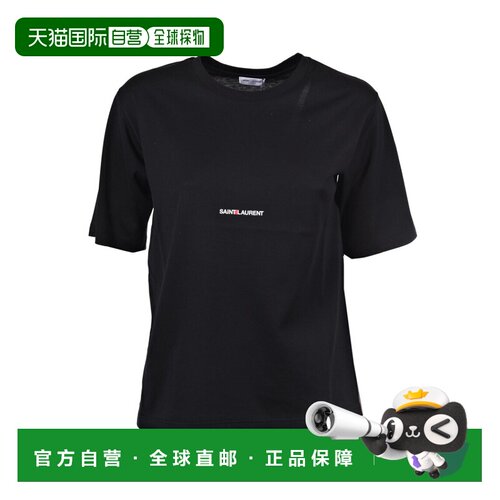 香港直邮Saint Laurent 黑色logo印花T恤 460876B2DQ
