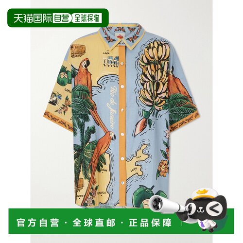 FARM RIO 女士 Beaches Path 印花亚麻混纺衬衫 356451BE