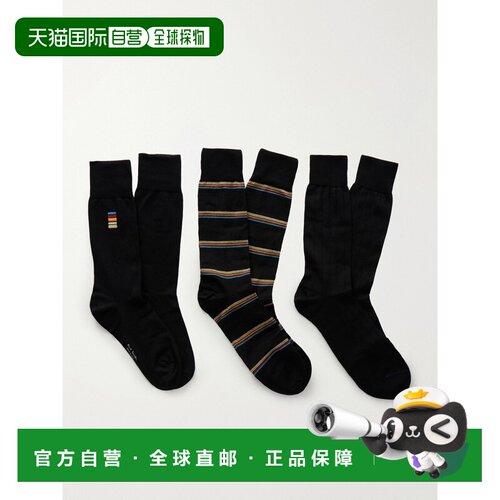 香港直邮Paul Smith 保罗 史密斯 男士 条纹混纺棉袜子(三件套) M