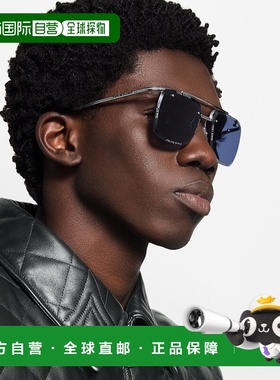 自营1h可退 欧洲直邮LV路易威登 男士蓝色金属方形太阳镜