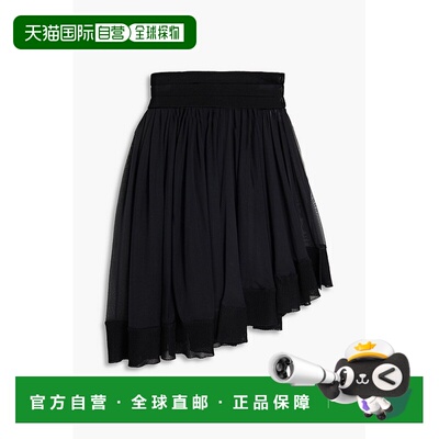 香港直邮alaia 女士 不对称褶皱真丝薄纱迷你半身裙 AE9JE70CM541